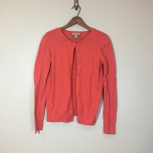 Loft pink womens button down cardigan sweater long sleeve size small %100 Cotten